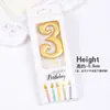 Pacote com 50 Velas Douradas com Números para Decoração de Bolo de Aniversário, Enfeites para Mesa de Sobremesa de Festa de Primeiro Aniversário Infantil
