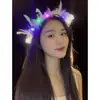 Nueva Diadema Alargada de 14 Orejas de Conejo de Plumas Luminosas para Mercado Nocturno, Concierto Escénico, Sombrero Luminoso, Caliente al por Mayor