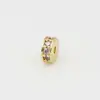 Chapado en Oro de 18K Diamantes de Colores Incrustados Cuentas Espaciadoras de Corte Recto Arandela Espaciadora Cuentas Espaciadoras de Agujero Pequeño Estrella Luna Wenwan Pulsera Hilo Manual DIY Accesorios para Enhebrar