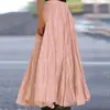 Amazon Comercio Exterior 2026 Primavera/Verano Nueva Falda Larga de Color Sólido con Pliegues Estilo A y Dobladillo Ancho para Mujer