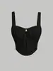 Comercio Transfronterizo Europeo y Americano Negro Dulce y Sexy Cuadrado Escote Hueco Espalda Descubierta Ropa Exterior Fiesta Camisola Top