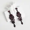 Pendientes Amazon transfronterizos, extragrandes, electrochapados, elegantes, de estilo largo, con un toque de alta gama, adornados con borlas y pedrería negra