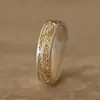 Trabalho Noturno, Paz e Alegria, Padrão de Grama Tang, Anel Aberto Sólido Pintado a Ouro, Sutra do Coração, Estilo Chinês Retrô, Anel de Design Niche