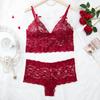 Explosiones de Amazon, fuente de eBay, ropa interior sexy europea y americana, sujetador sexy de tres puntos de encaje, conjunto de dos piezas de talla grande