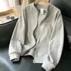 Sudadera fina para mujer para primavera y otoño, gruesa, holgada, versátil, con cuello alto, cremallera, cárdigan deportivo casual para usar por fuera