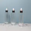 Frasco Conta-gotas Transparente de Ombro Plano 80ml Frasco Conta-gotas para Essência Frasco de Vidro Transparente para Essência Frasco para Óleo Essencial