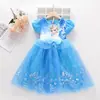 Vestido de Manga Curta Frozen para Menina Vestido de Princesa de Verão Vestido Infantil ins Vestido Infantil Vestido Pequeno para o Dia a Dia