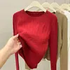 Suéter de Punto Trenzado de Moda con Bordado para Mujer Otoño/Invierno Nuevo Suéter Estilo Coreano Blanco Manga Larga Capa Interior Camiseta Base Top