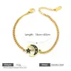 Colar com pingente de estrela e lua em aço inoxidável banhado a ouro 18K para mulheres, pulseira de titânio de luxo leve nicho, temperamento requintado de estrela e lua