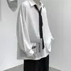 Camisa para Hombre Estilo Hong Kong Holgada Top de Hada Diseño Fresco Trendy Dk Estilo Jk Manga Larga Estilo Perezoso Camisa de Caída
