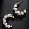 Lujo Ligero, Compactos, Incrustados con Circonita, Pendientes de Aro con Forma de Sonrisa de Circonita y Perla, Pendientes de Moda de Gama Alta para Mujer