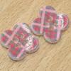 Botón de Resina con Estampado de Cuadros y Trébol de Cuatro Hojas Botón de Cuatro Agujeros Versátil para Ropa Camisa Chaqueta Botón de Accesorio DIY