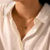 Moda Transfronteriza Europea y Americana Lujo Ligero Zirconio Acero Inoxidable Collar Cadena para Clavícula Doble Laminado de Oro 18k para Mujer