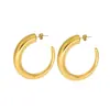 Europa y Estados Unidos transfronterizo popular textura suave moda simple acero inoxidable tipo C arete 18K círculo geométrico arete