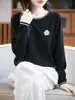 Nuevo Suéter de Punto de Manga Larga para Mujer Otoño Camiseta de Mujer Cuello Redondo Color Sólido Bloque de Color Base Floral Suéter Venta al por Mayor