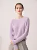 Nuevo Otoño 100% Cachemira Pura Ropa Interior Suéter Estilo Simple Cuello Redondo Ropa para Mujer Jersey Waffle Suéter de Cachemira
