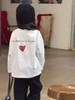Camiseta Blanca Básica de Manga Larga Aimo Beibei para Niñas, Estilo Coreano, Forma de Corazón, Hilo Doble, Algodón Suave, Estampado de Letras, Camiseta Base