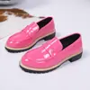 Mocasines Transfronterizos de Estilo Europeo y Americano para Mujer, Zapatos de Cuero Retro de Punta Redonda Versátiles sin Cordones para Viajar al Trabajo y el Trabajo