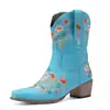 Botines Cortos Bordados Europeos y Americanos para Mujer con Punta Fina, Botines de Moda sin Cordones, Zapatos de Tacón Medio para Mujer, Tallas 40-43, Botas de Comercio Exterior de Amazon