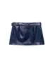 Conjunto de Chaleco con Correa de Efecto Piel Estilo Europeo y Americano Nuevo Verano 2026 + Minifalda de Efecto Piel con Remaches