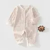 Macacão Jacquard para Bebê para Primavera e Outono, Macacão 100% Algodão Classe A, Costura sem Costura, Roupa de Bebê Confortável