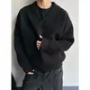 Suéter de invierno de cuello en V estilo vintage para hombre, capa base moderna estilo americano, gris, para usar en capas, suéter de punto casual, prenda exterior, capa interior
