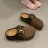 Birkenstocks Estampados de Leopardo Femininos Roupa Externa 2026 Outono Solado Grosso Salto Escondido Biqueira Fechada Chinelos Slip-on Versátil Casual Sapatos Únicos