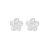 Brincos de agulha S999 de prata pura com design de flor vazada para mulheres, design único, luxo leve, elegante, joias amigáveis para as orelhas
