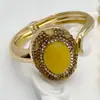 Conjunto de Citrino de Quatro Peças com Inlay de Cera de Abelha de Segunda Geração, Colar, Brincos, Anel e Pulseira de Joias Personalizadas Vintage com Strass