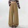 Pantalones de chándal rosas para mujer con dobladillo curvo, novedad primavera/otoño 2026, pantalones deportivos casuales de cintura alta, estilo holgado y relajado, pantalones versátiles de pierna ancha