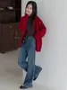 Jeans com Forro de Lã para Meninas de Inverno (Tamanho Médio/Grande) Nova Roupa Infantil Jeans Flare Micro Flare Infantil Estiloso