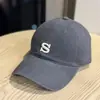 Boné de algodão lavado estilo coreano para mulheres, com aba curva, bordado 3D da letra S, boné de beisebol de aba larga para jovens estudantes