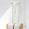 Verano Nuevo Pantalones de Hombre con Cordones Cintura Elástica Pierna Ancha Sueltos Rectos Casuales Deportivos Pantalones Largos Simples Versátiles Delgados
