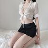 Nova Lingerie Sexy de Chiffon Roupa Feminina Cardigan Transparente Uniforme Tentação Sexy Cobre Quadril Saia Curta Terno de Secretária Exportação