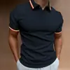 Camisa Polo Masculina Europeia e Americana Amazon Transfronteiriça Nova Slim Fit Casual de Negócios Gola Lapela Botão Cor Sólida Top