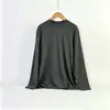 Camiseta de manga larga de algodón puro con cuello semi-alto estilo Hong Kong para hombre, camiseta básica de algodón puro de peso pesado con cuello medio para primavera y otoño, nueva ropa de otoño de moda