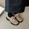 Primer Encuentro con los Zapatos de Moda con Cordones de Encaje Escarchado de la Nueva Temporada Estilo Otoño e Invierno Punta Redonda Que Aumentan la Altura Cómodos de Corte Profundo para Mujeres Petitas