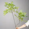 Planta artificial verde Nandina, rama de árbol para sala de estar, flores artificiales, arreglo floral, adornos decorativos, decoración interior de lujo ligero