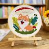 Cuadros colgantes de dibujos animados de la serie Xiao Meng Dog, bordado Lu, estilo creativo y lindo, cuadros colgantes en inglés, bordados hechos a mano, bolsa de material de bricolaje