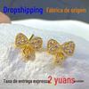 Brincos de ouro de areia vietnamita com laço de diamante para mulheres, temperamento, versátil, brincos de borboleta, não desbotam, para enviar para namorada, suprimento
