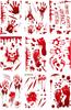 Adesivos eletrostáticos de pegadas de mão de sangue vermelho de terror de Halloween transfronteiriço adesivos de decoração de feriado de janela de vidro removível