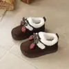 Botas de Nieve Francesas 2026 Invierno Nuevo Estilo Coreano para Niñas Suela Gruesa Cereza Lindas Botas de Algodón Zapatos Grandes de Algodón y Piel