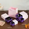 Cajas de joyería de papel reciclado del fabricante en stock con textura clara para anillos, collares y pulseras