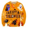 2024 Novo Suéter Divertido de Halloween com Elementos de Desenho Animado para Homens e Mulheres, Abóbora, Caveira, Morcego, Pulôver de Feriado