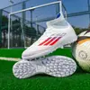Nuevos zapatos de fútbol F50 sin costuras de punto volador transfronterizos para hombre, de caña alta para mujer estudiante, con tacos largos para césped, competición, entrenamiento, zapatos deportivos