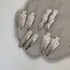 Pinza para el Cabello de Resina de Colores Estilo Coreano con Puntos Plateados Cepillados Nuevo Accesorio para el Cabello Dulce Fresco Versátil Adorno para el Fleco Lateral Pinza de Pato