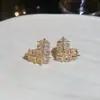 Pendientes de Borla Redonda con Circonita de Aguja Plateada Estilo Nuevo Retro Elegantes Versátiles Pendientes de Lujo Ligero de Gama Alta para Mujer