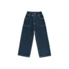 Ropa para niños de bola de arroz pegajoso, jeans rectos retro azules para niñas, estilo otoño e invierno, pantalones largos cálidos con forro polar para niños, versátiles