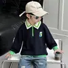 1457 Sudadera Casual con Solapa para Niños Primavera Nueva Elegante Ropa Básica Infantil Moda para Niños Suéter de Moda Tendencia