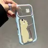 Funda tipo soporte de animal lindo adecuada para Apple 17 Pro Max, funda de dibujos animados de alta estética para niñas, ventana de visualización grande para 16/15
